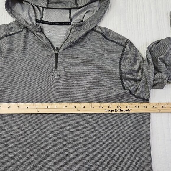 Under Armour Hoodie Men's M Grey Heatgear Threadborne Athleticwear EUC LN LS - Picture 6 of 12